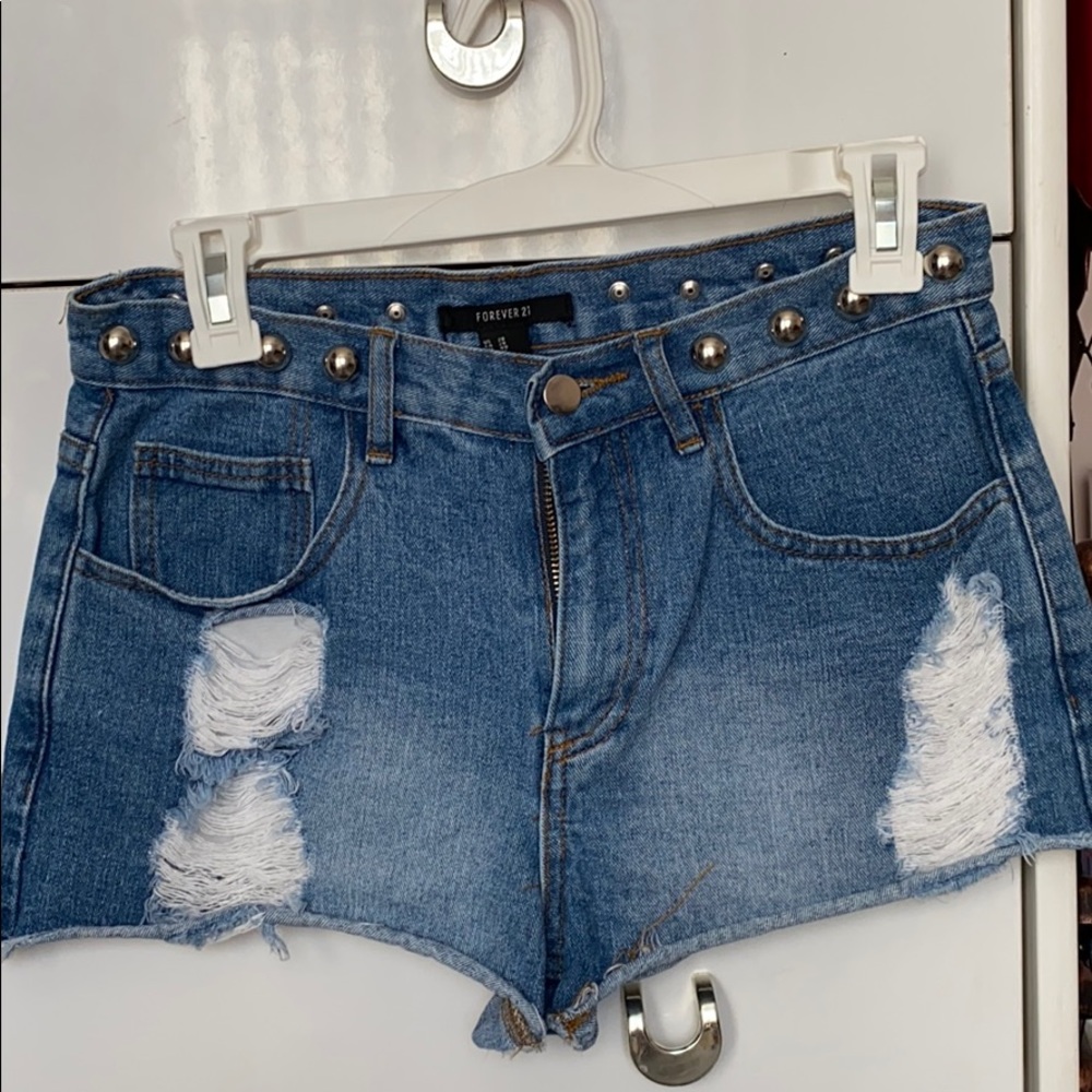 Forever 21 Studded Jean Shorts